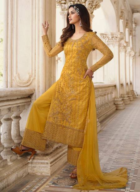 Mustard Colour SWAGAT SWATI Heavy Designer Festive Wear ButterFly Net Latest Salwar Suit Collection 3306